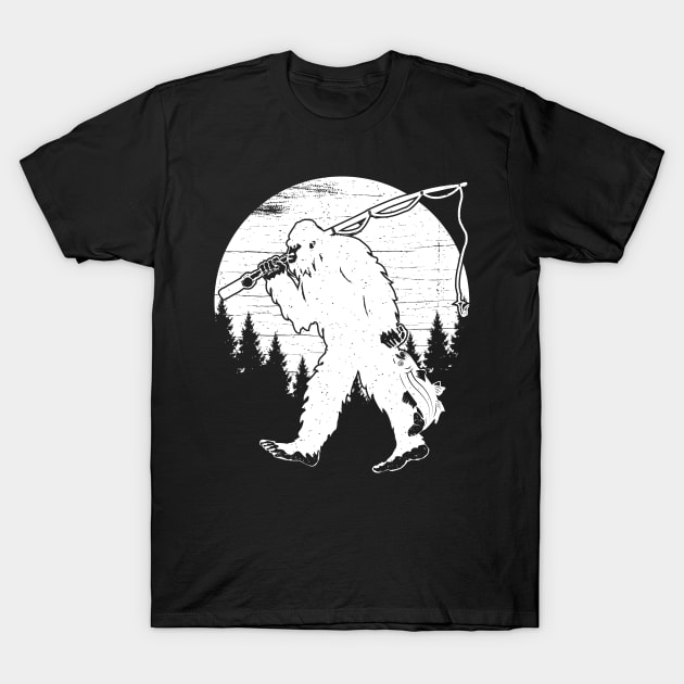 Bigfoot Fishing T-Shirt by Tesszero